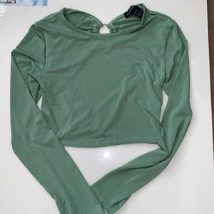 Long sleeve teal crop top